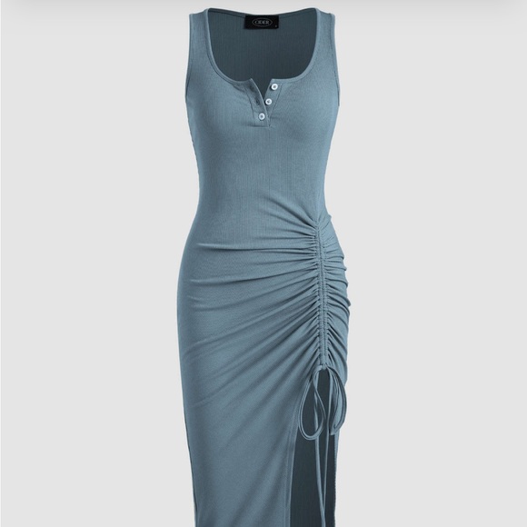 cider Dresses & Skirts - Cider blue Rib butto. Drawstring midi dress